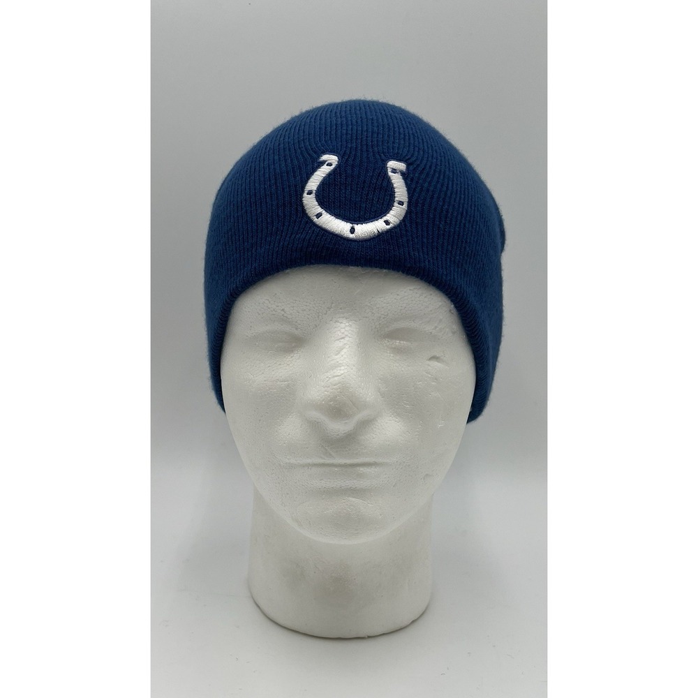 Indianapolis Colts Football Blue White Knit Beanie Skull Cap Winter Hat One Size